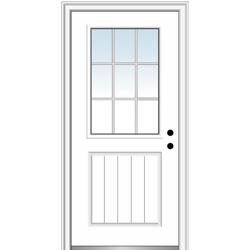 Primed Fiberglass 1/2 Lite 1-Panel Prehung Entry Door 36" x 80" Y596