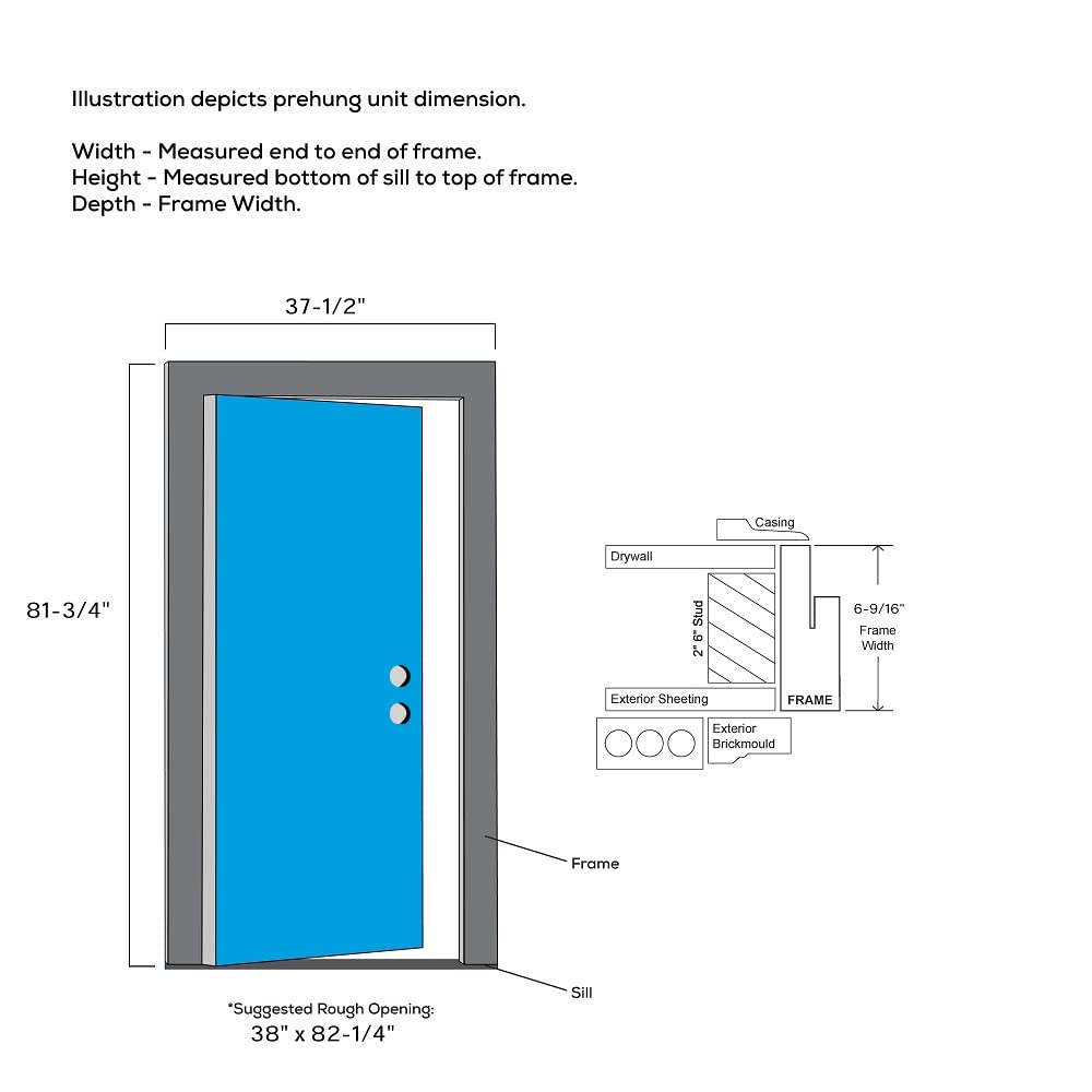Primed Fiberglass 1/2 Lite 1-Panel Prehung Entry Door 36" x 80" Y596
