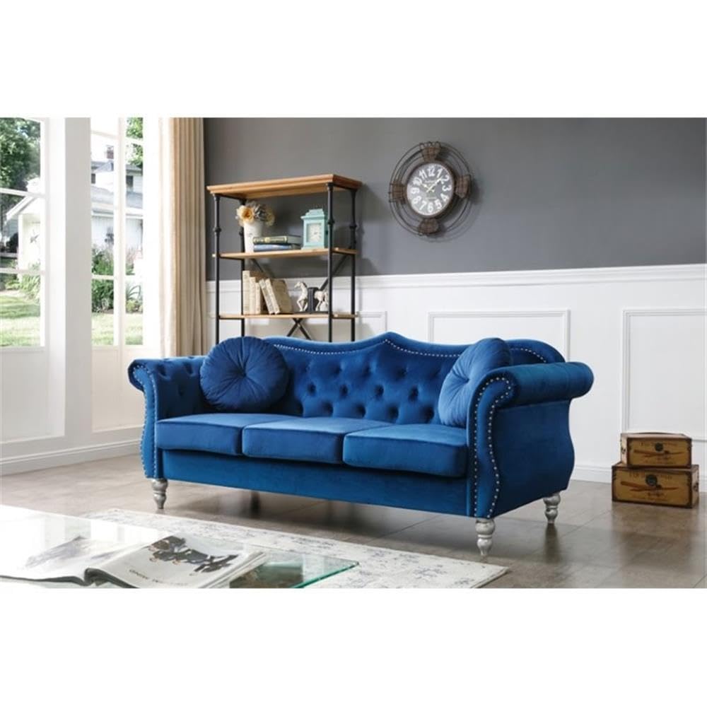 Navy Blue Velvet Sofa M698