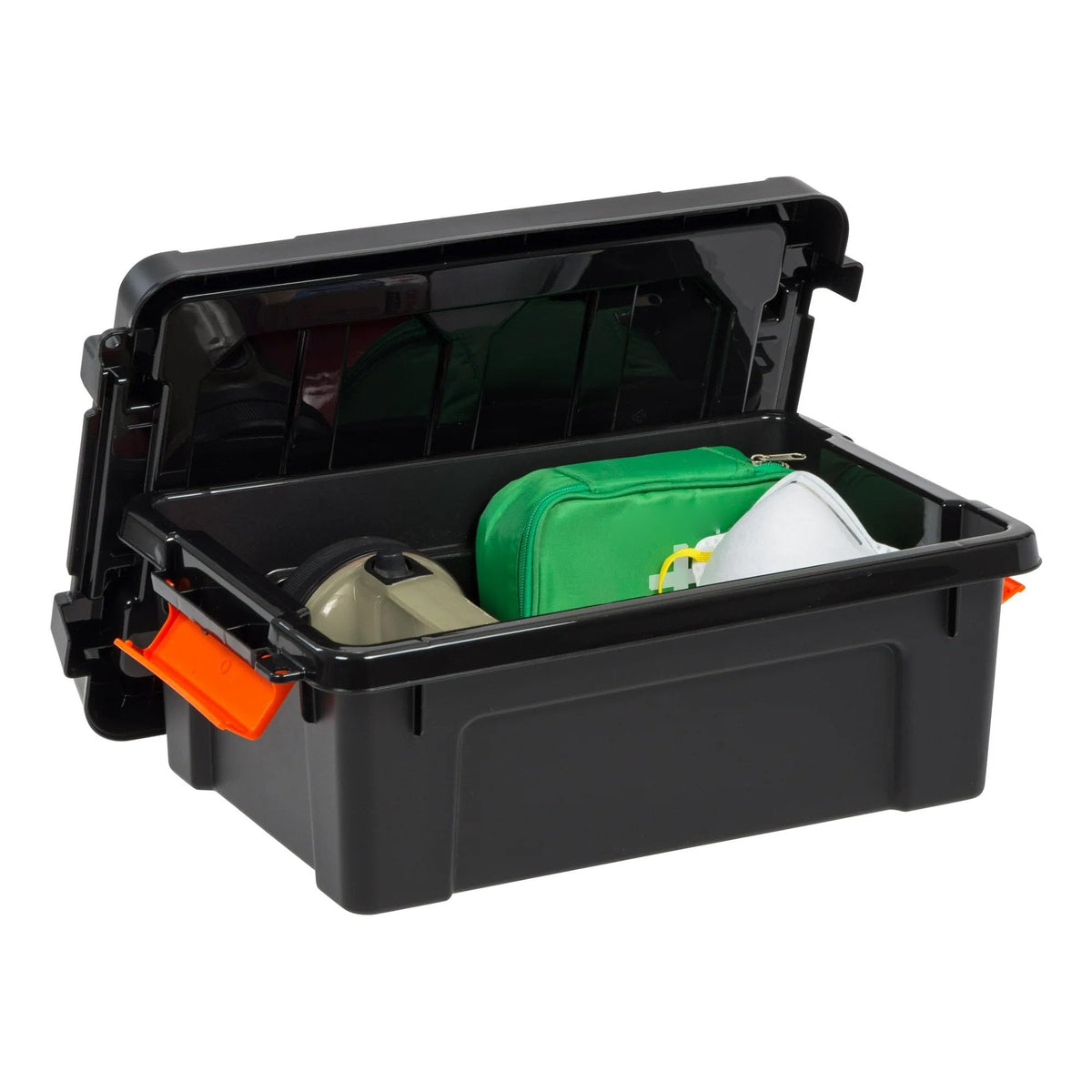 Heavy Duty Plastic Storage Bins with Lockable Lids, Black Y589