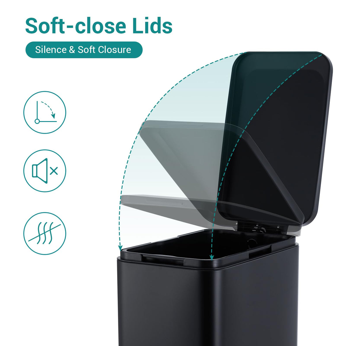 50L Slim Stainless Steel Trash Can with Lid H7449