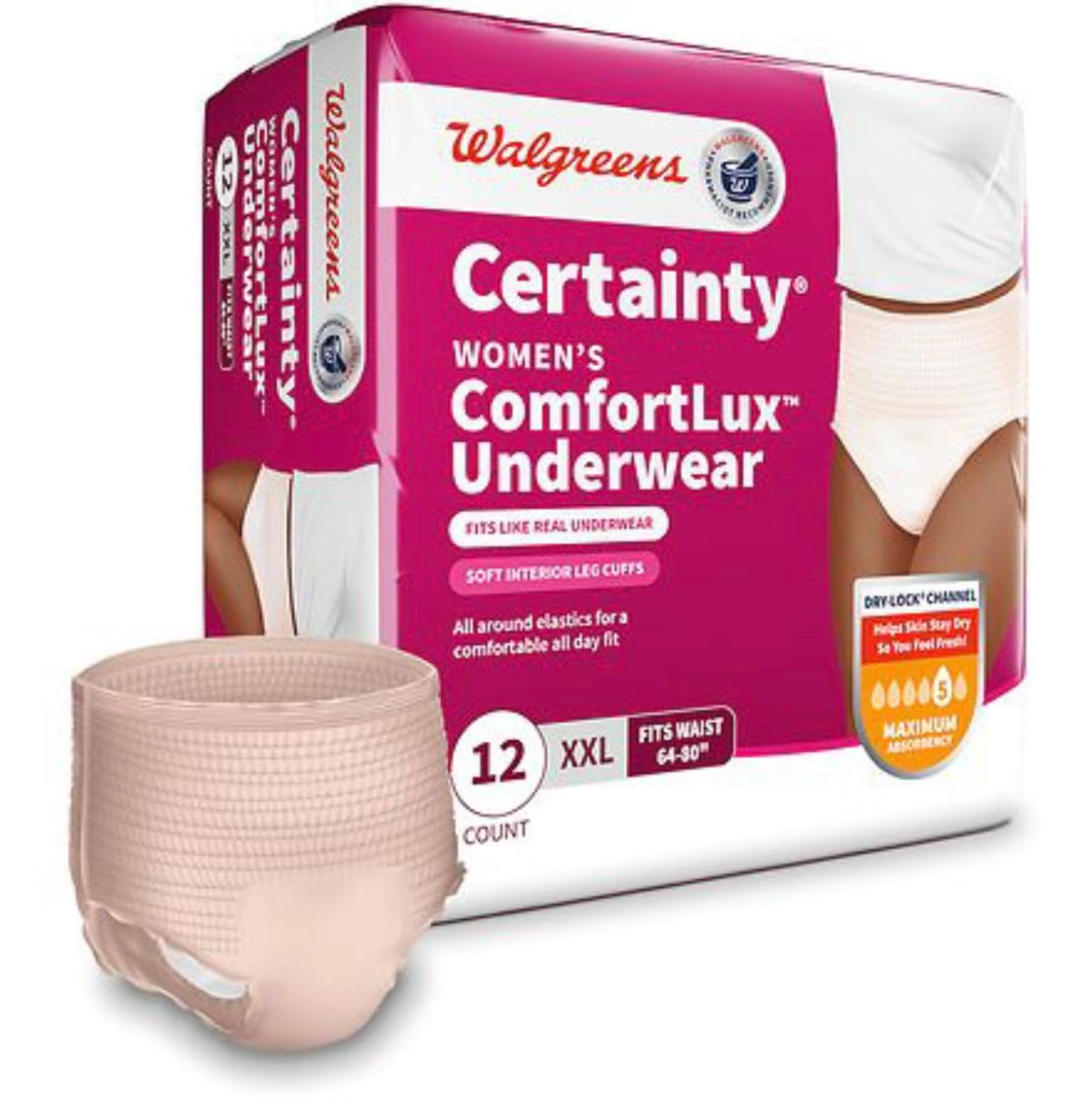 Women's Maximum Absorbency Underwear, XXL, 12 Count C4225