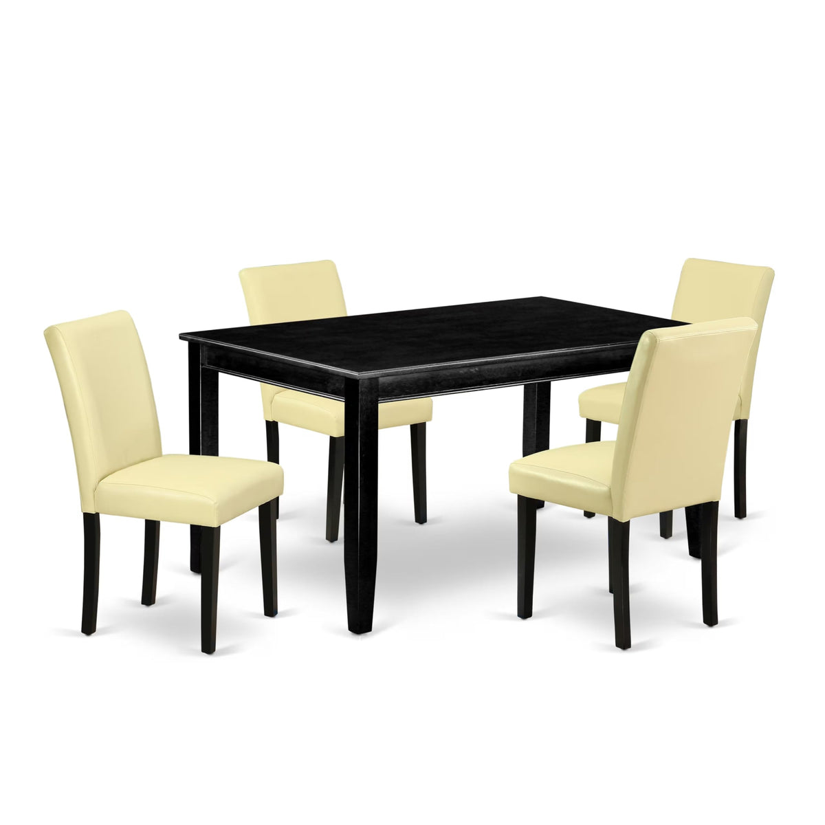 5 Piece Black Dining Table Set with 4 Faux Leather Chairs U46290
