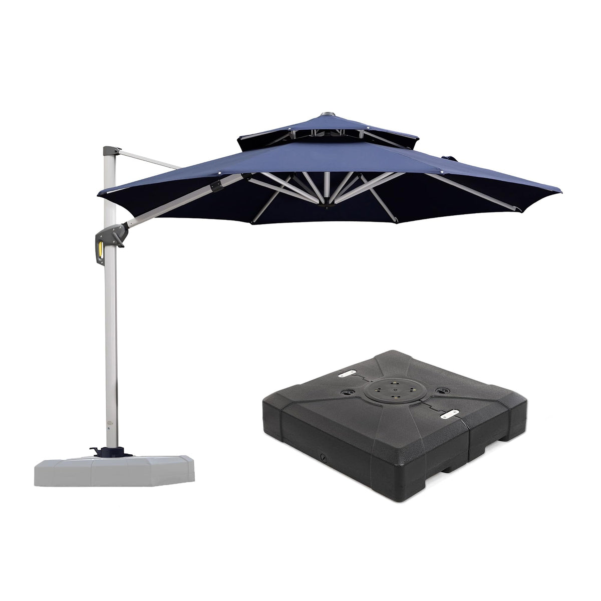 Navy Blue 10 FT Cantilever Patio Umbrella with Base J93766