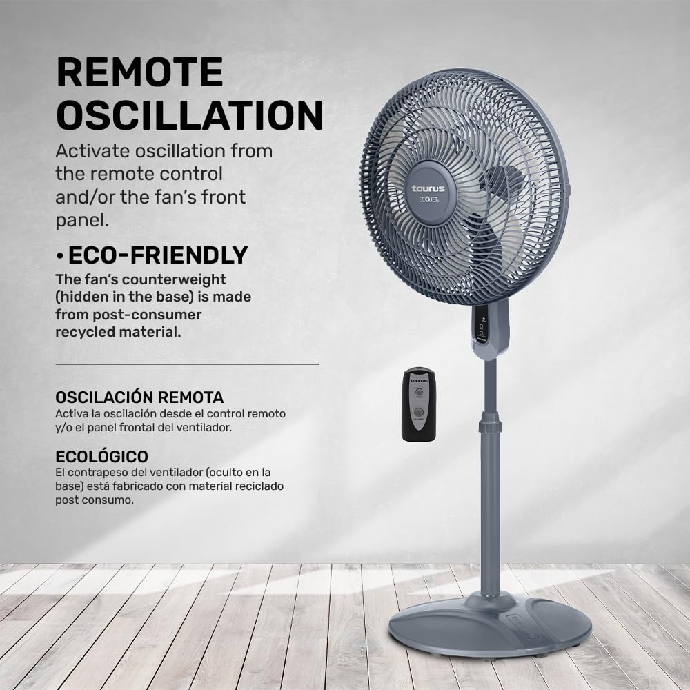 16” Pedestal Fan with Remote, Oscillating Standing Fan X6912