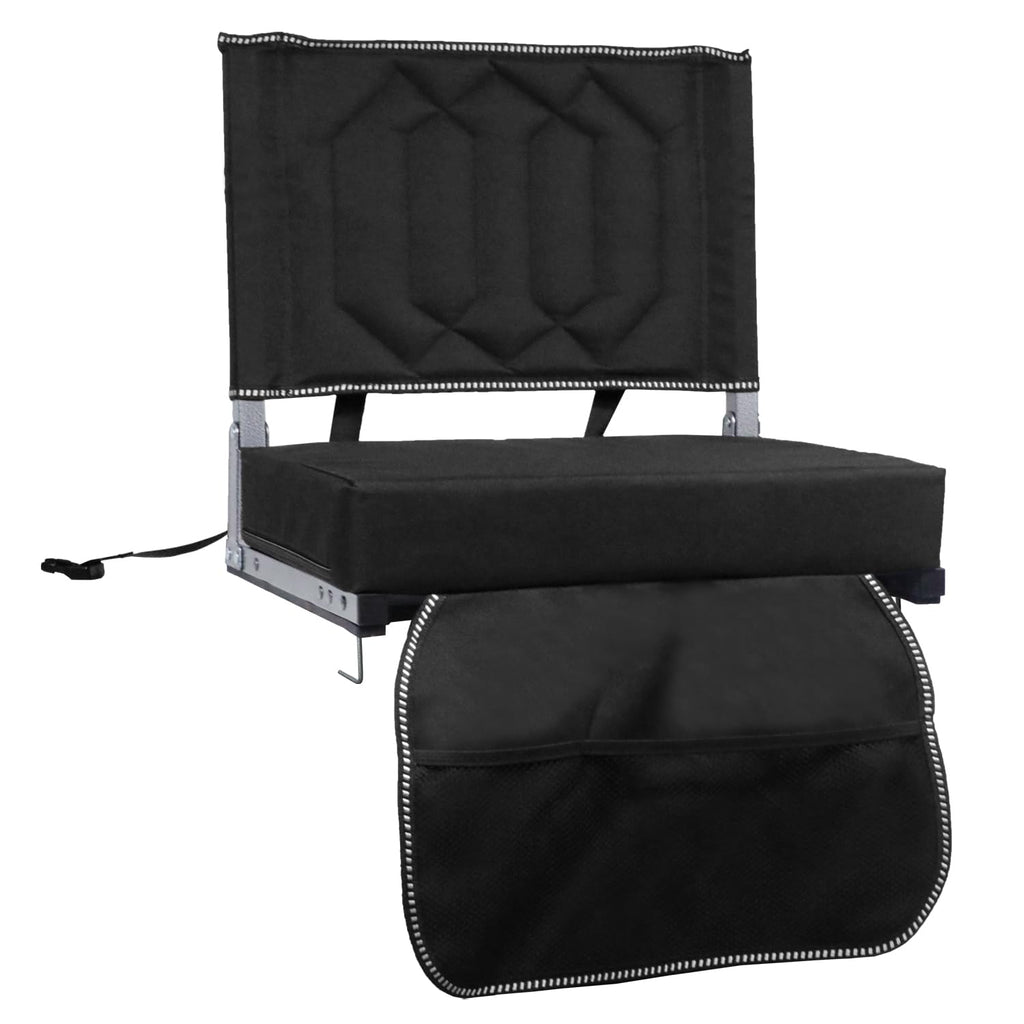 Padded Bleacher Chair Cushion with Backrest, 1 Pack, Black L925509