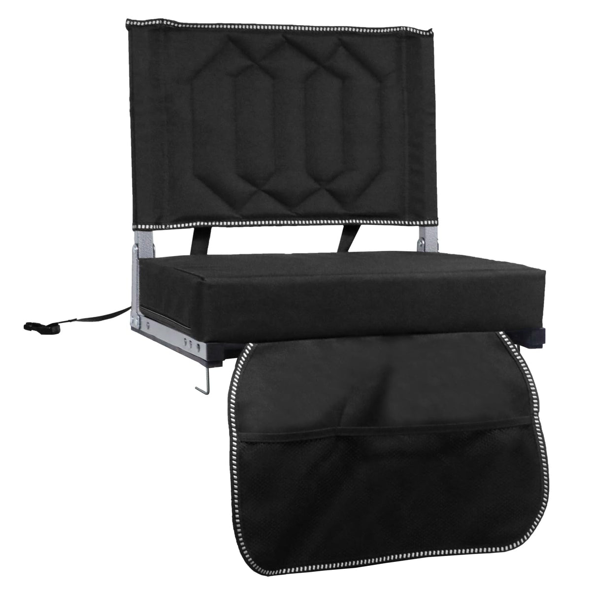 Padded Bleacher Chair Cushion with Backrest, 1 Pack, Black L925509