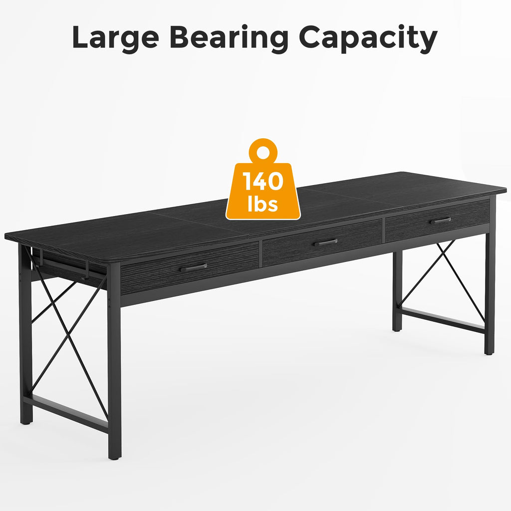 78.7 inch Black Computer Desk with 3 Drawers V530297