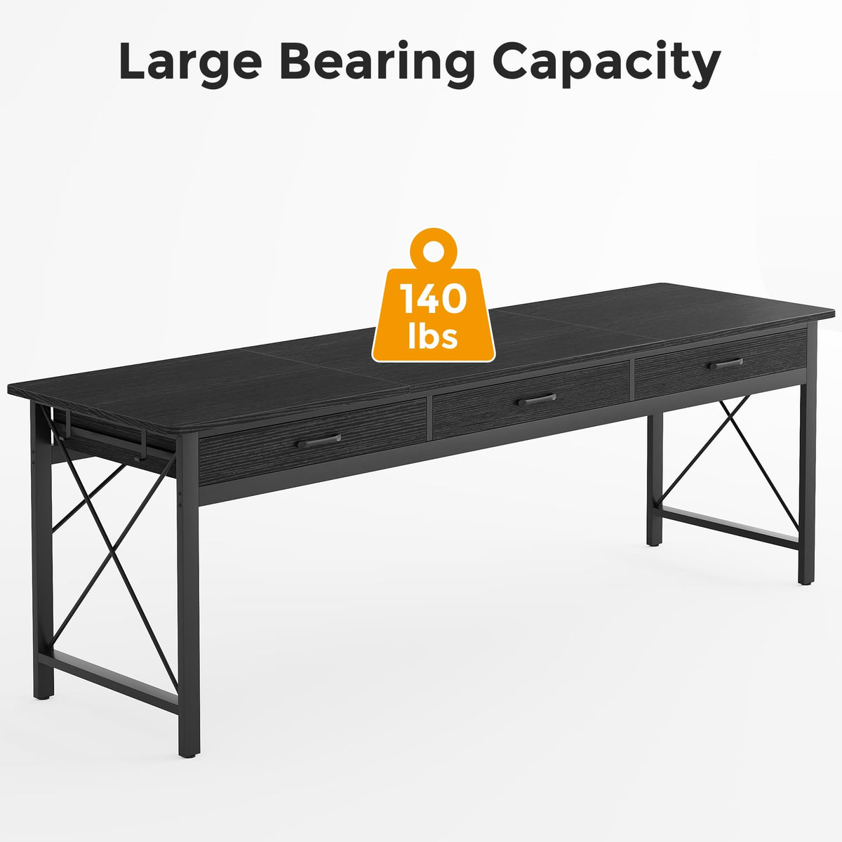 78.7 inch Black Computer Desk with 3 Drawers V530297