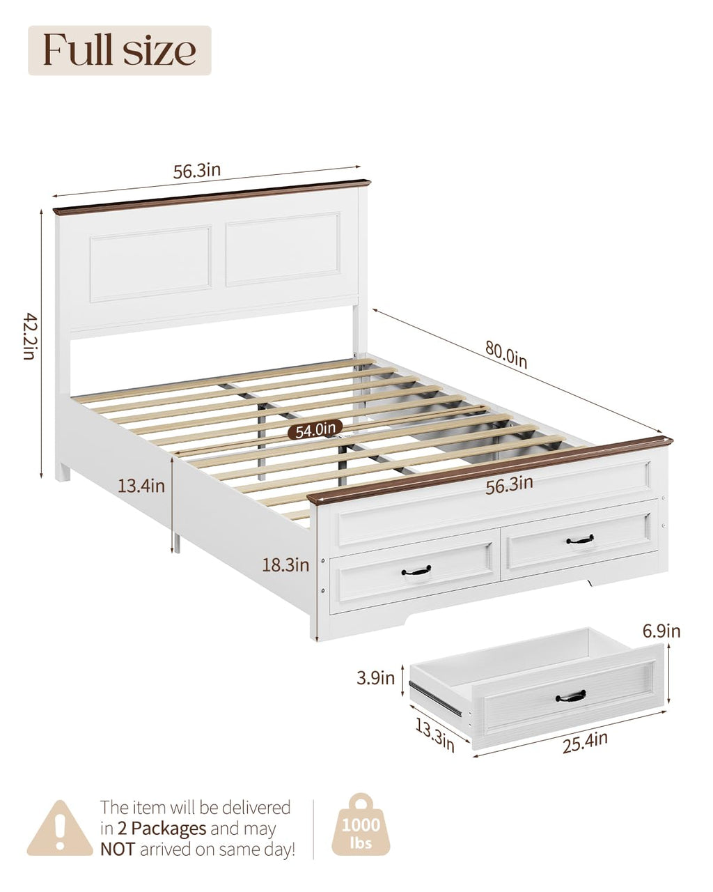 Full Size Platform Bed Frame with Headboard H139