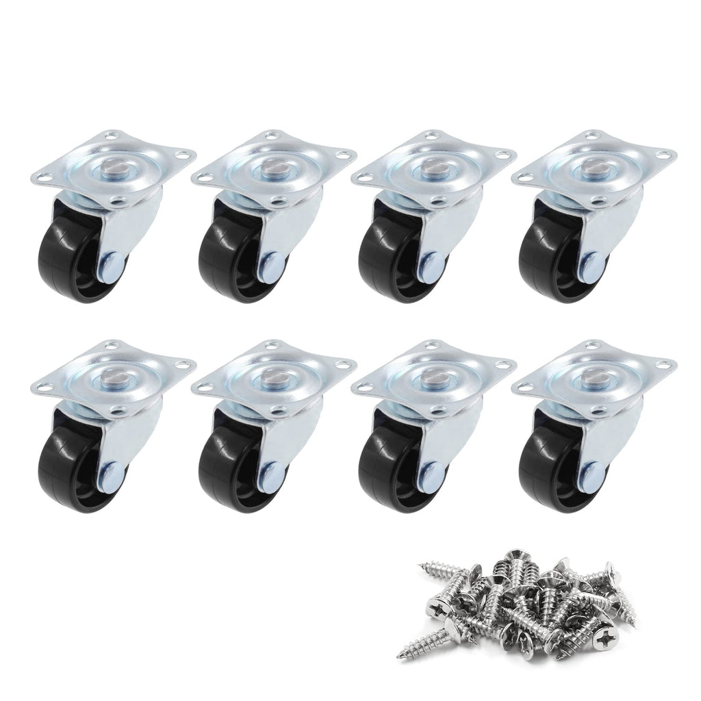 1 inch Swivel Caster Wheels Rubber Base, 8pcs W31422