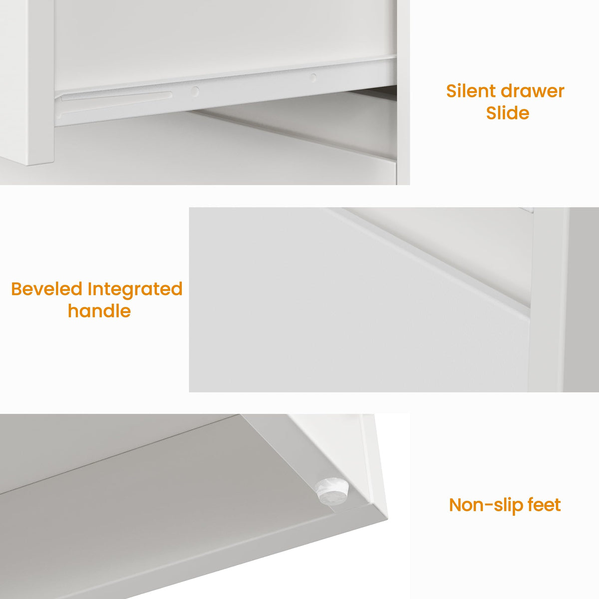 White 3 Drawer Nightstand K83609