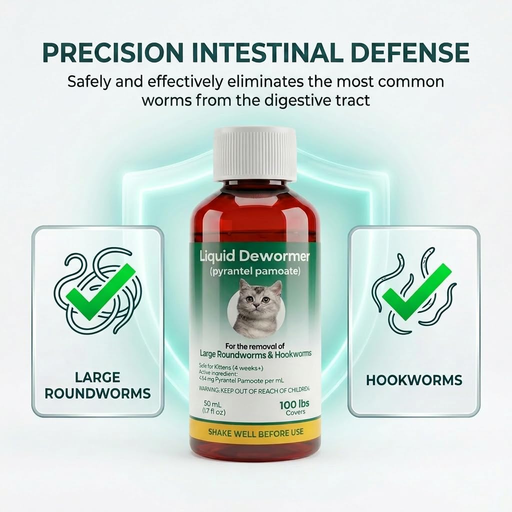 Liquid Dewormer for Cats & Kittens Pyrantel Pamoate Oral Suspension 50ml N366757