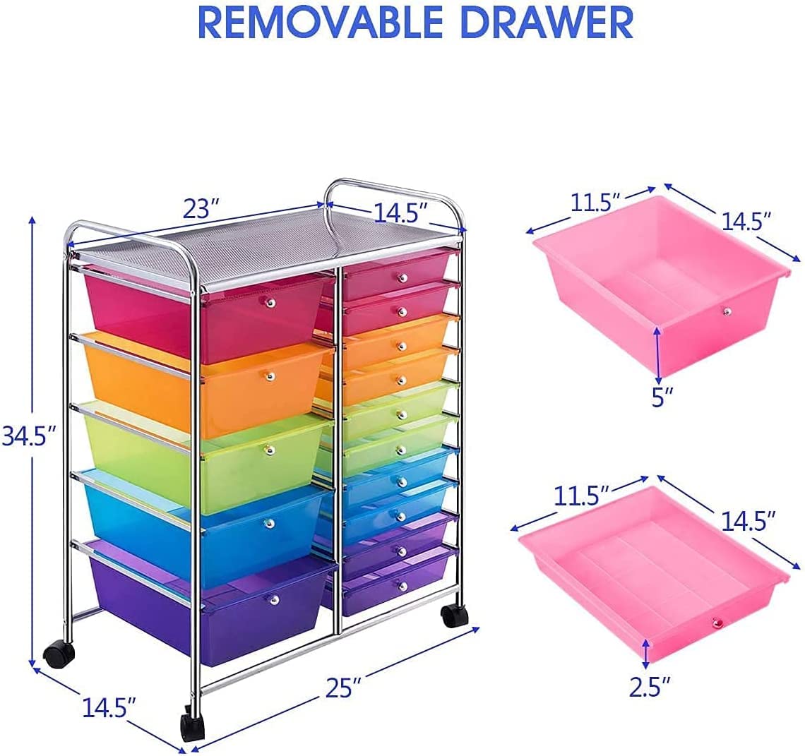 15 Drawer Rolling Storage Cart with Wheels G613