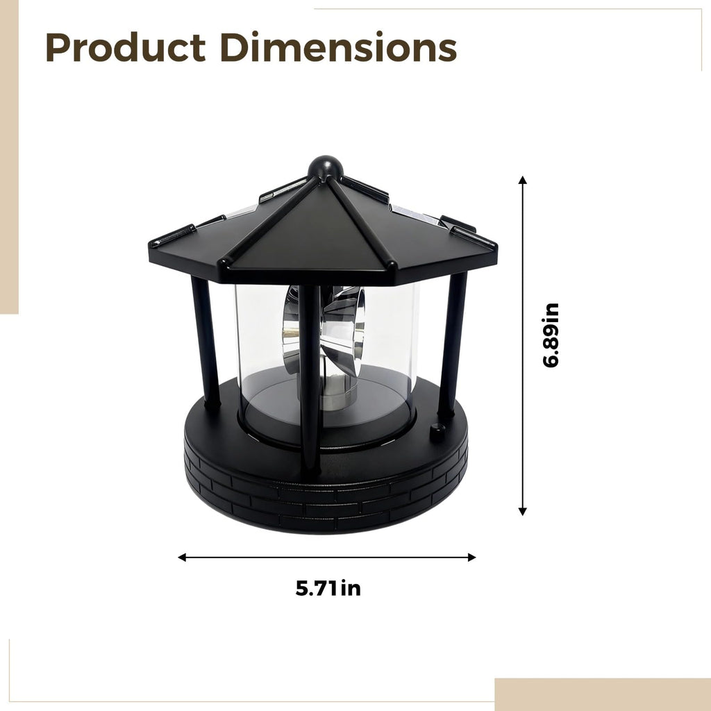 Solar Lighthouse with Rotating Beacon, 5.7 x 5.7 x 6.9 in G241766