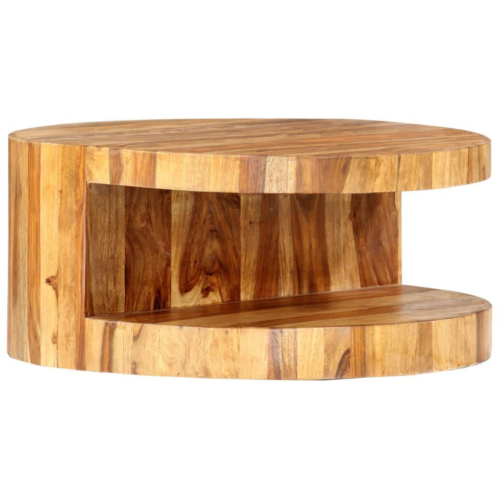 25.6"x11.8" Solid Sheesham Wood Round Coffee Table R600