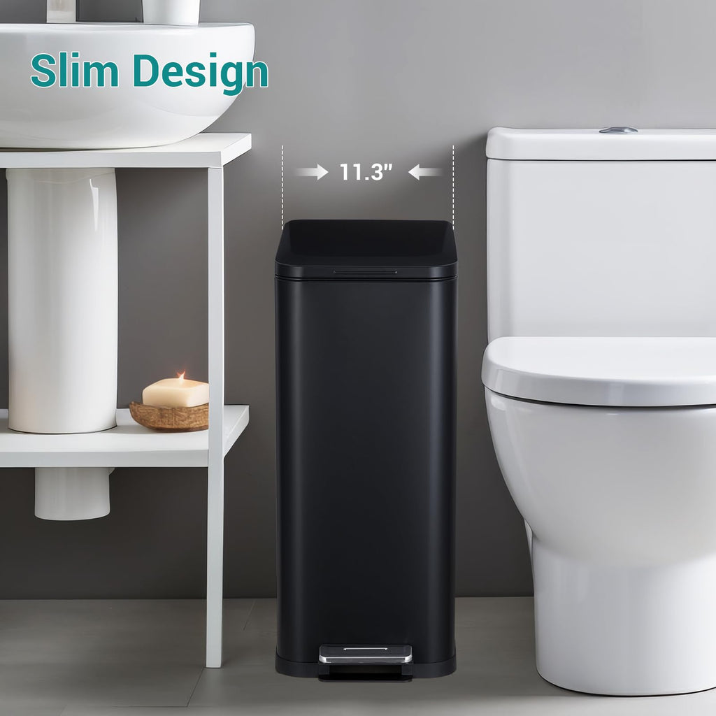 50L Slim Stainless Steel Trash Can with Lid H7449
