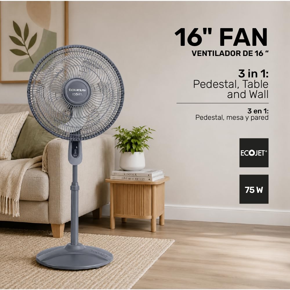 16” Pedestal Fan with Remote, Oscillating Standing Fan X6912
