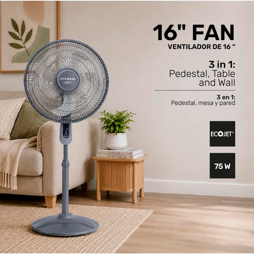 16” Pedestal Fan with Remote, Oscillating Standing Fan X6912