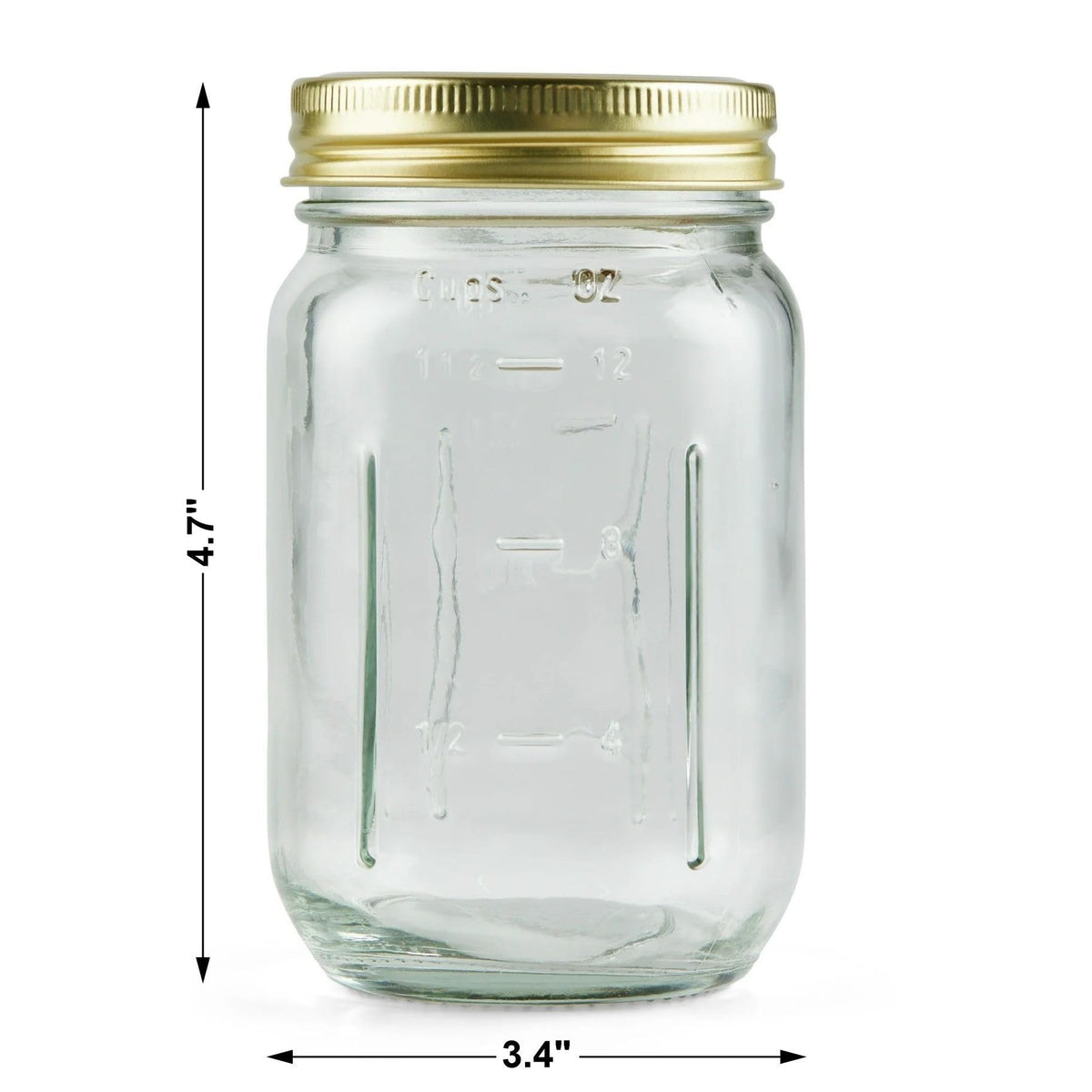 16 oz Regular Mouth Glass Canning Jars with Lids and Rings, 12-Pack K48991