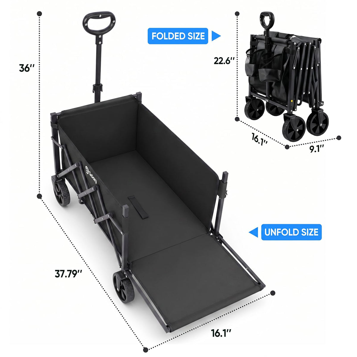 Collapsible Wagon with Tailgate, 300 lb Capacity Q896