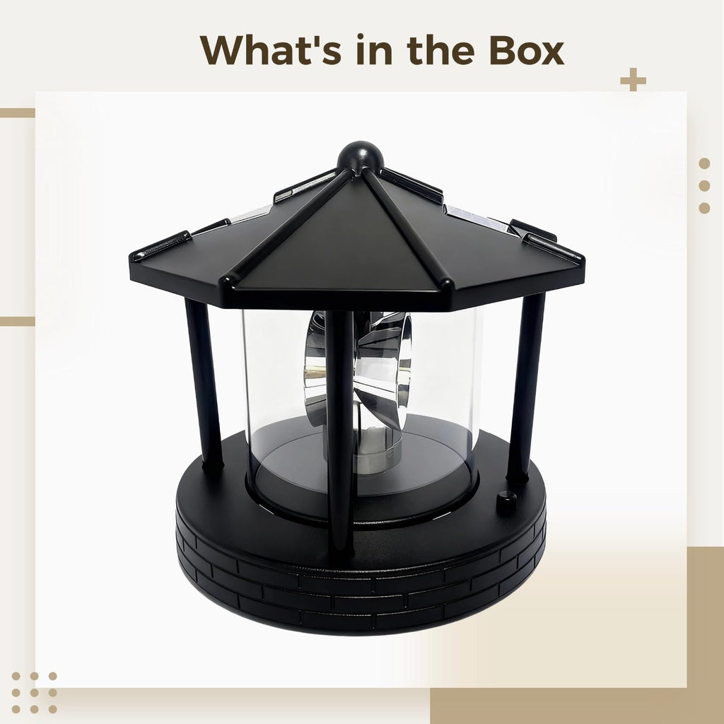 Solar Lighthouse with Rotating Beacon, 5.7 x 5.7 x 6.9 in G241766