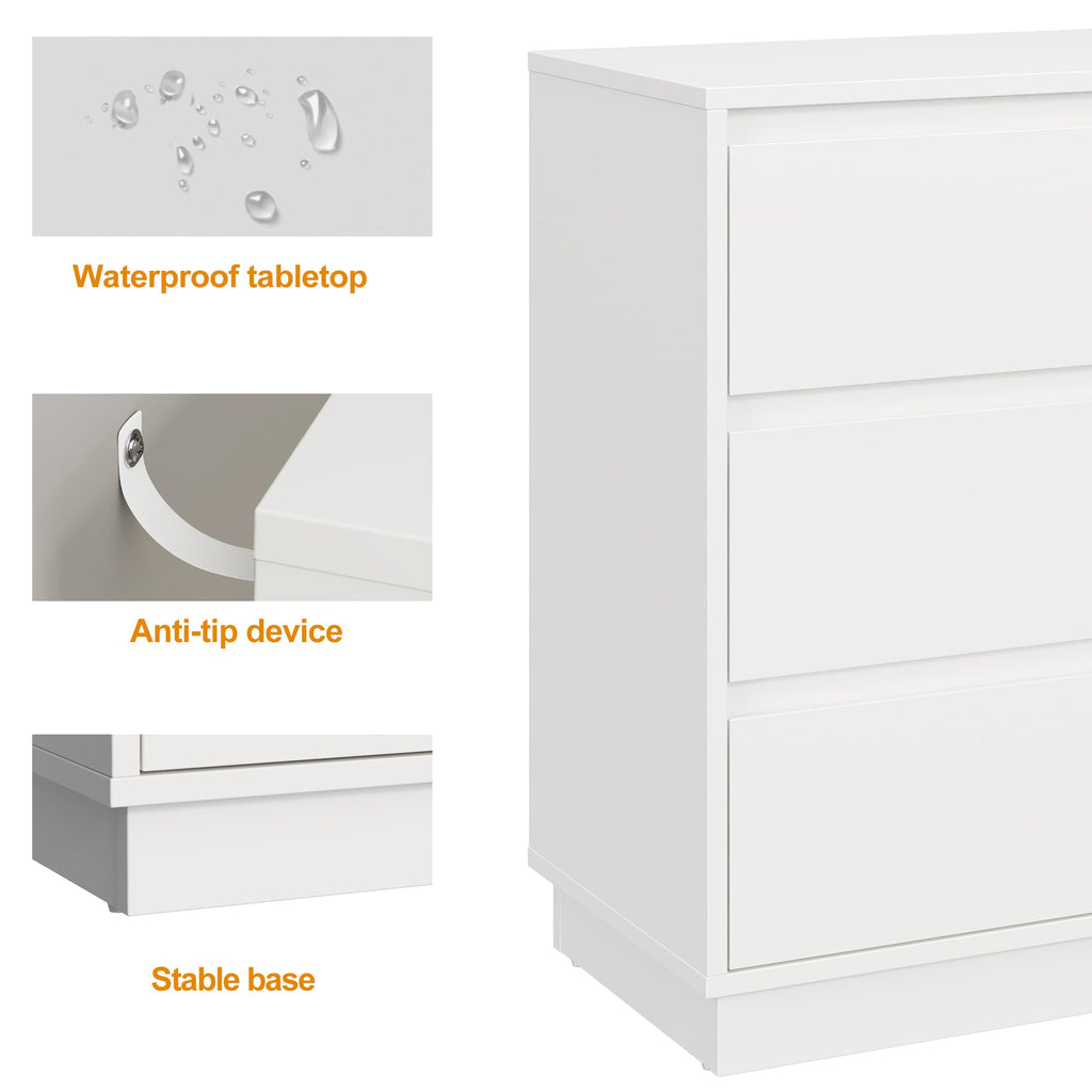 White 3 Drawer Nightstand K83609