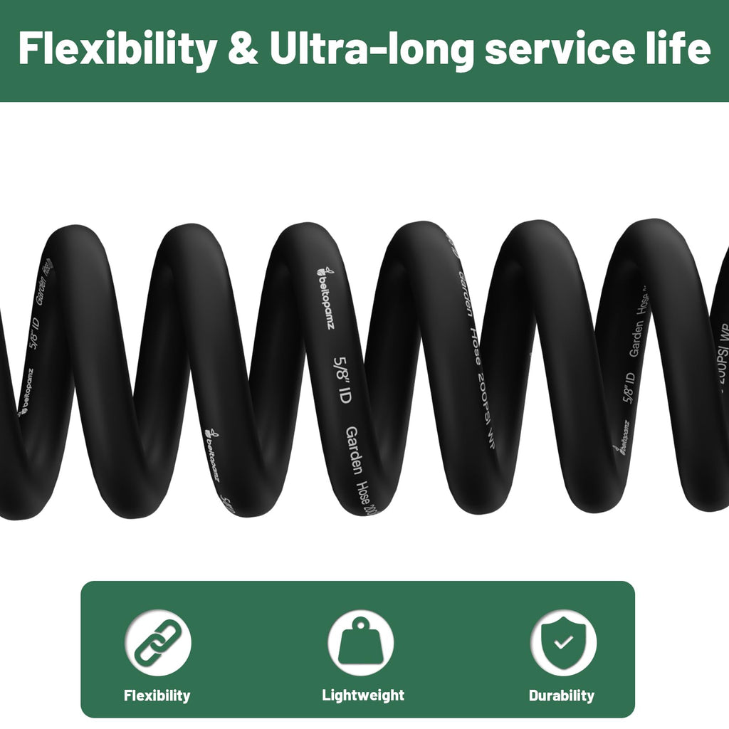 100 ft 5/8 in Heavy Duty Flexible Rubber Hybrid Garden Hose J640
