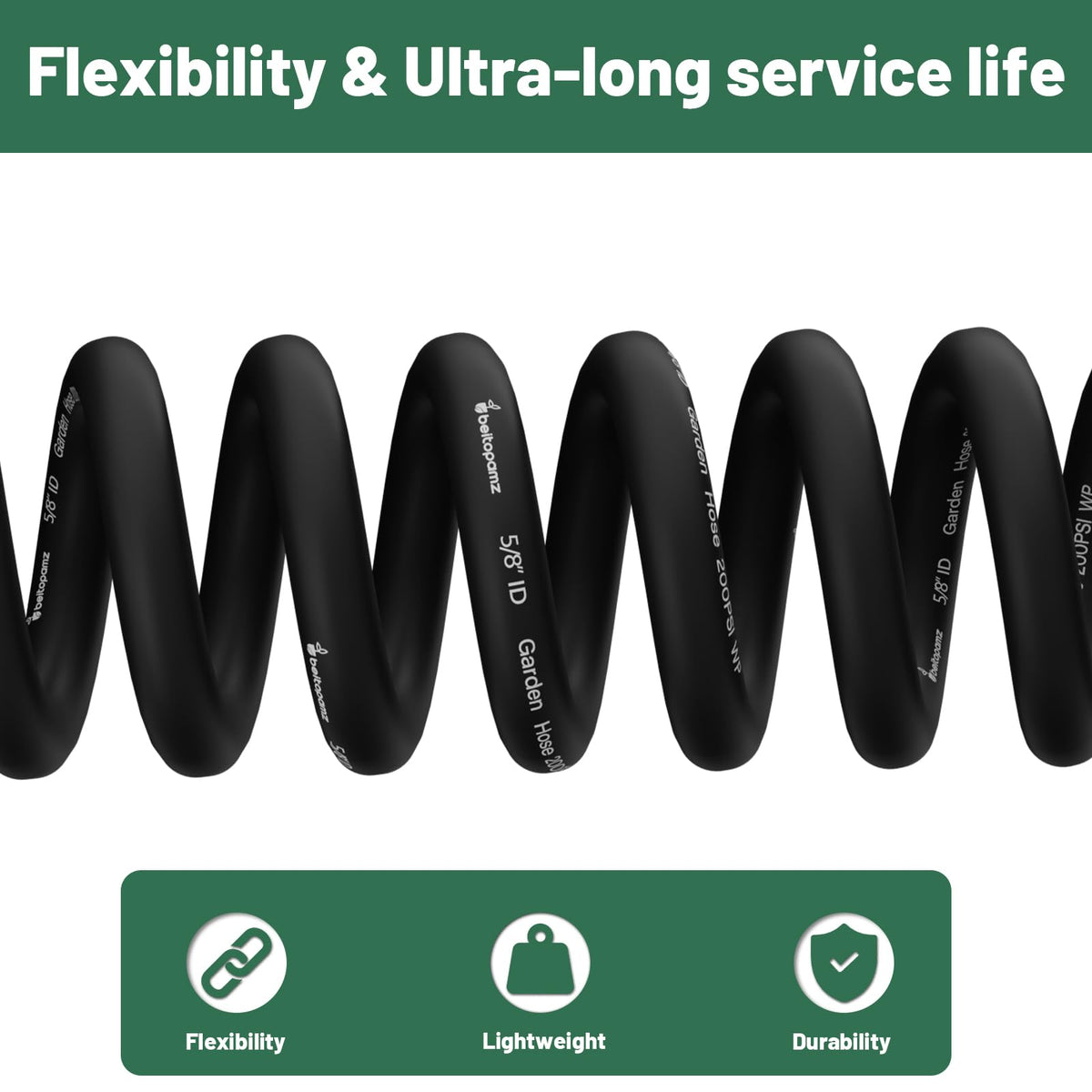 100 ft 5/8 in Heavy Duty Flexible Rubber Hybrid Garden Hose J640