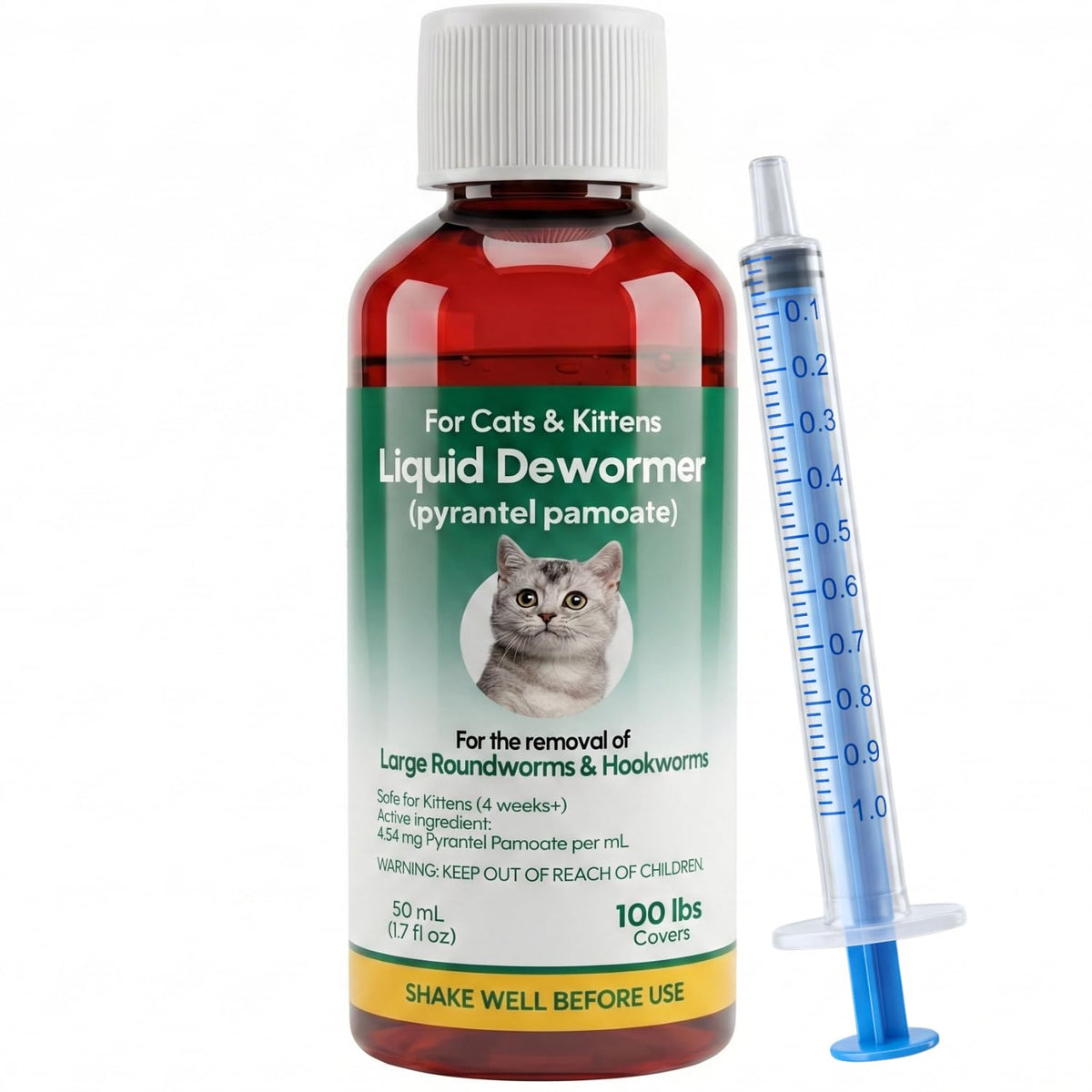 Liquid Dewormer for Cats & Kittens Pyrantel Pamoate Oral Suspension 50ml N366757