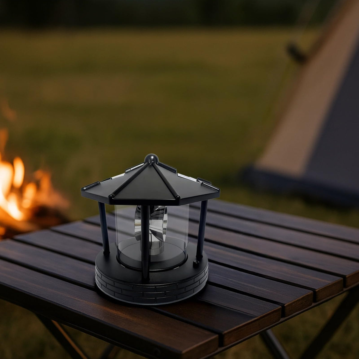 Solar Lighthouse with Rotating Beacon, 5.7 x 5.7 x 6.9 in G241766