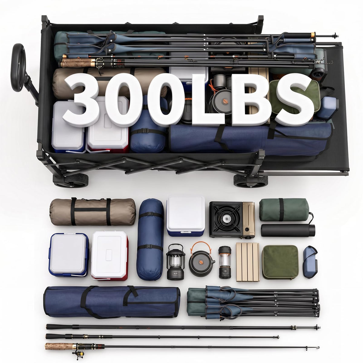 Collapsible Wagon with Tailgate, 300 lb Capacity Q896