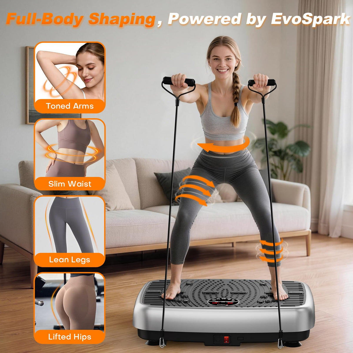 Vibration Plate Exercise Machine with Resistance Bands E919