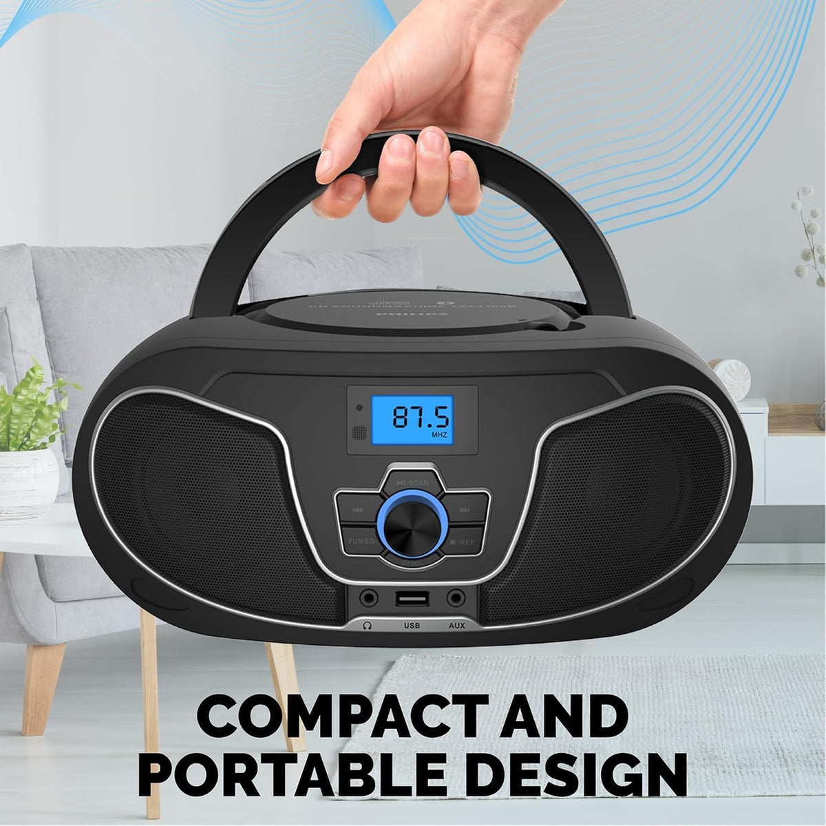 Portable Bluetooth CD Player Boombox with FM Radio H9841