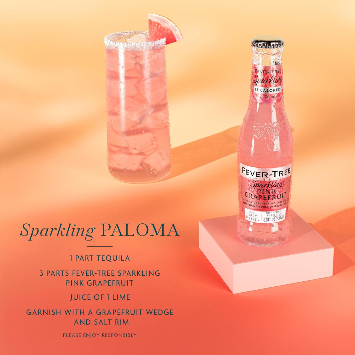 Sparkling Pink Grapefruit Soda Mixer, 24 Pack, 6.8 Fl Oz Bottles I436