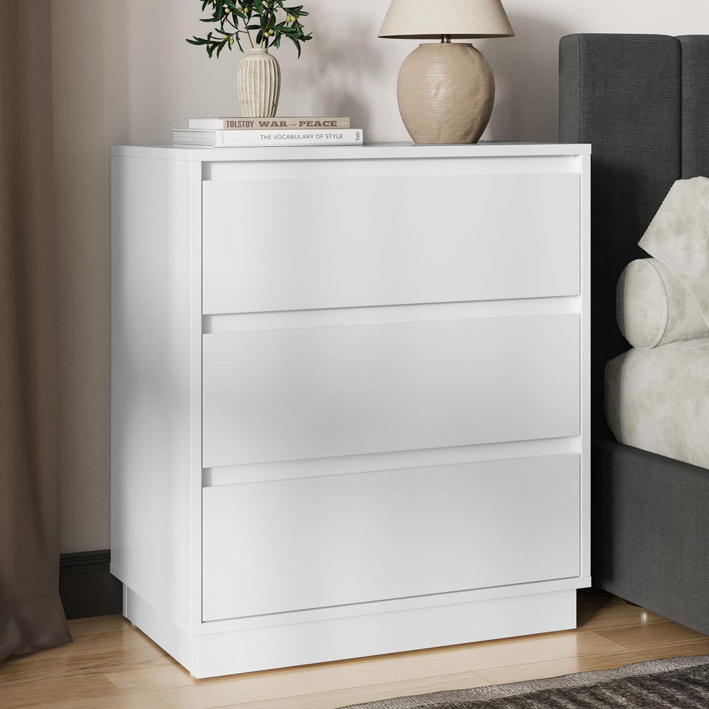 White 3 Drawer Nightstand K83609
