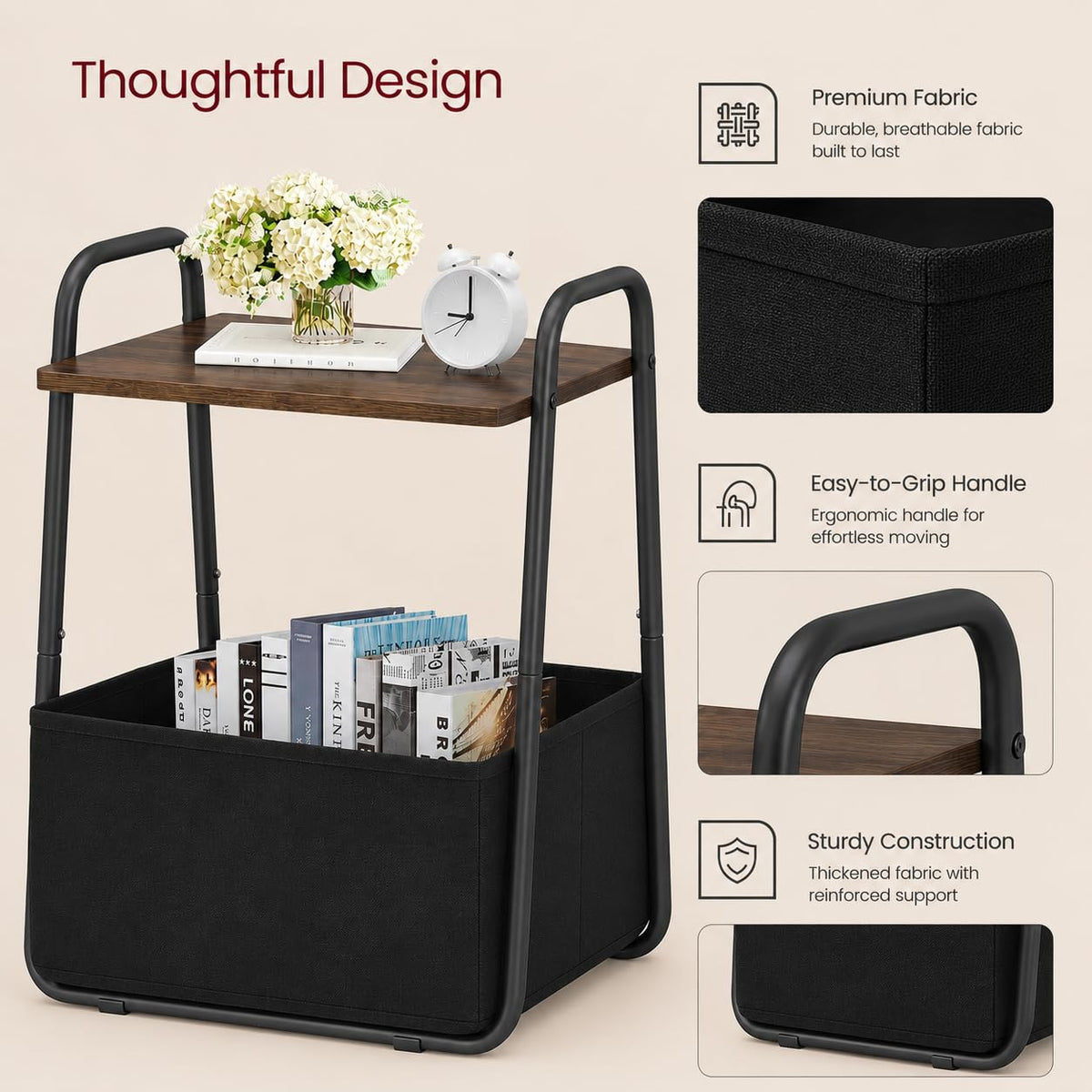 Small Storage Side Table with Metal Frame O82460