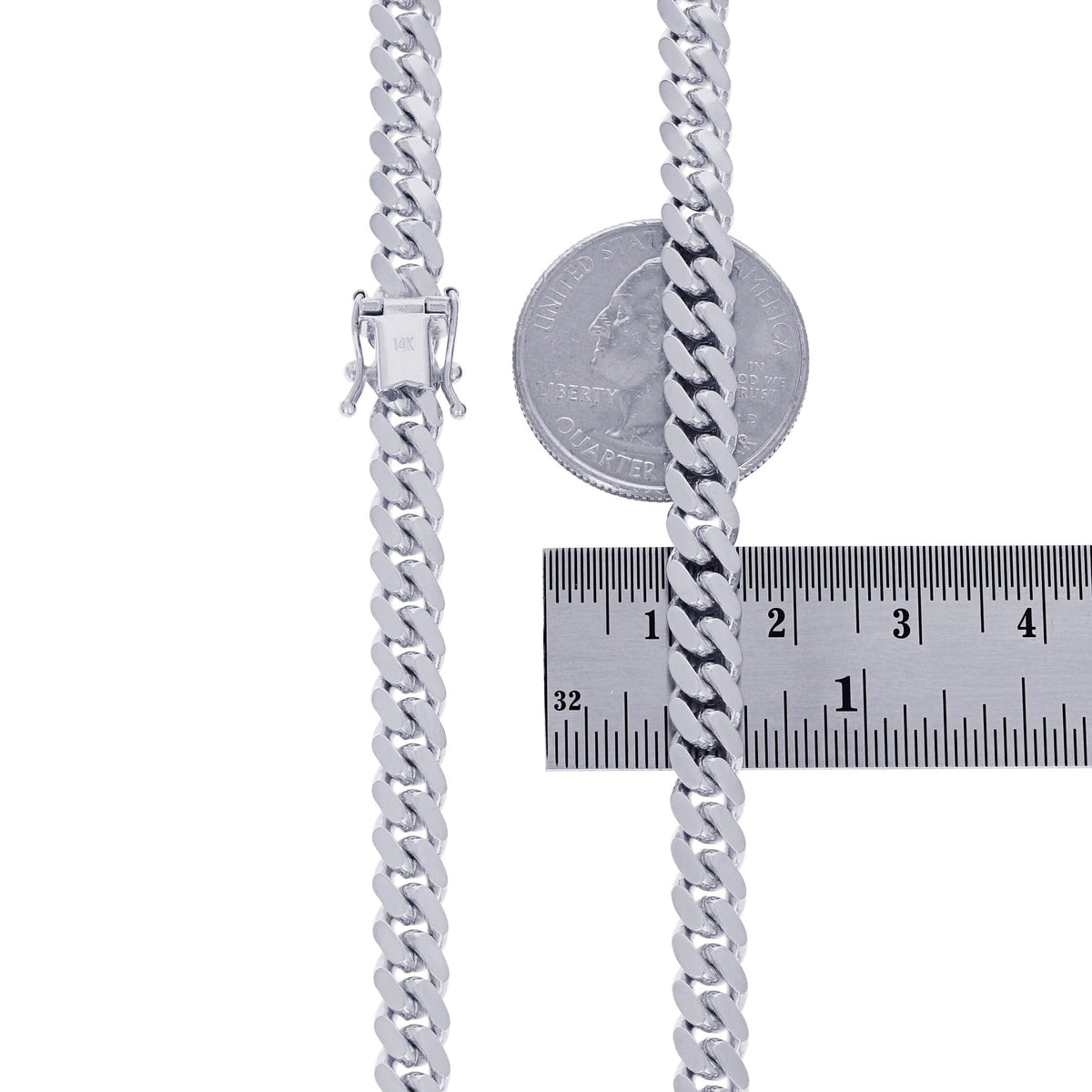 14k White Gold 6mm Chain Necklace A7658