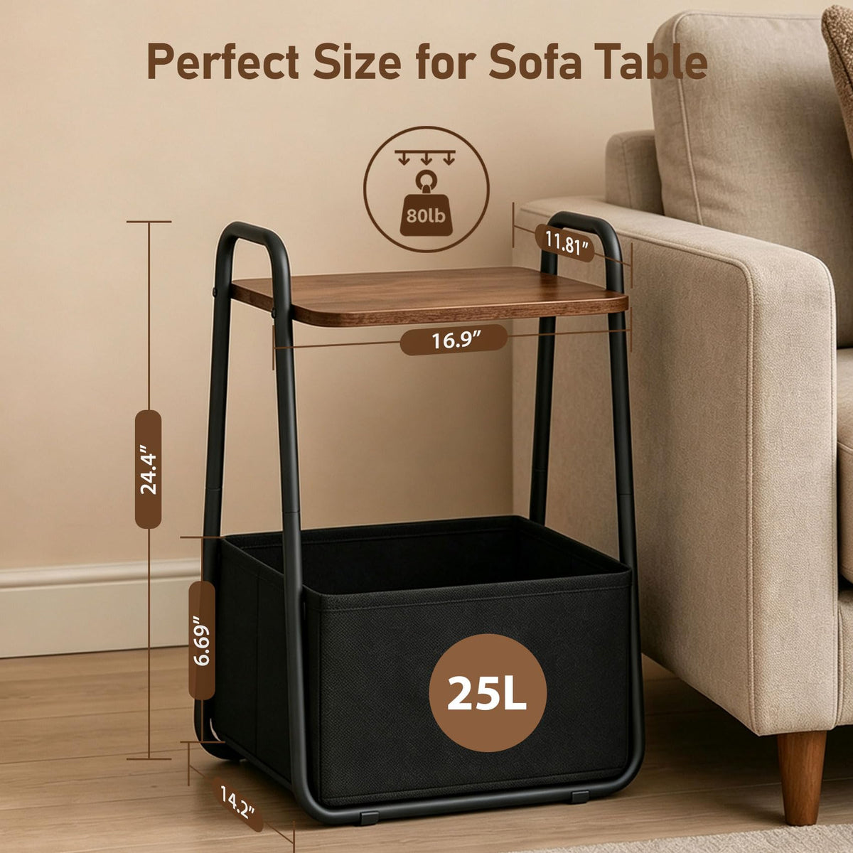 Small Storage Side Table with Metal Frame O82460