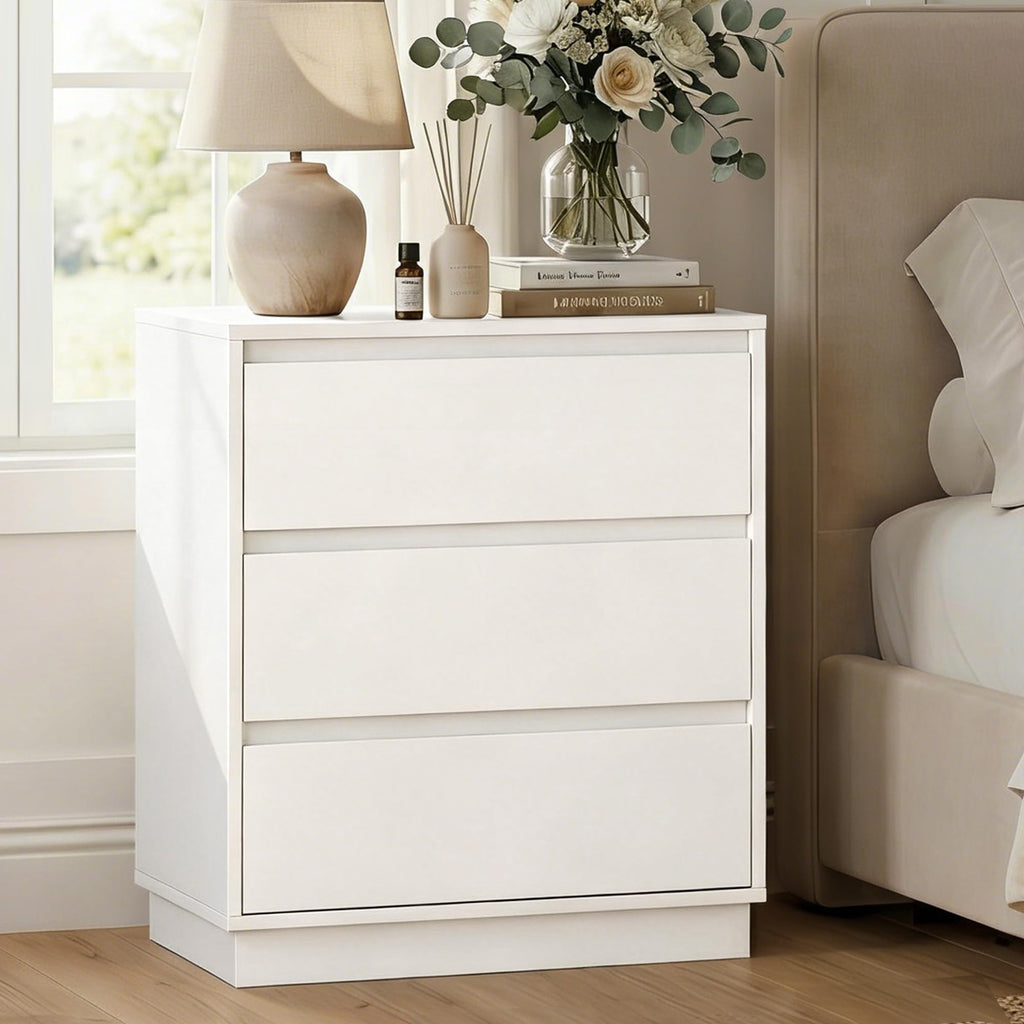 White 3 Drawer Nightstand K83609