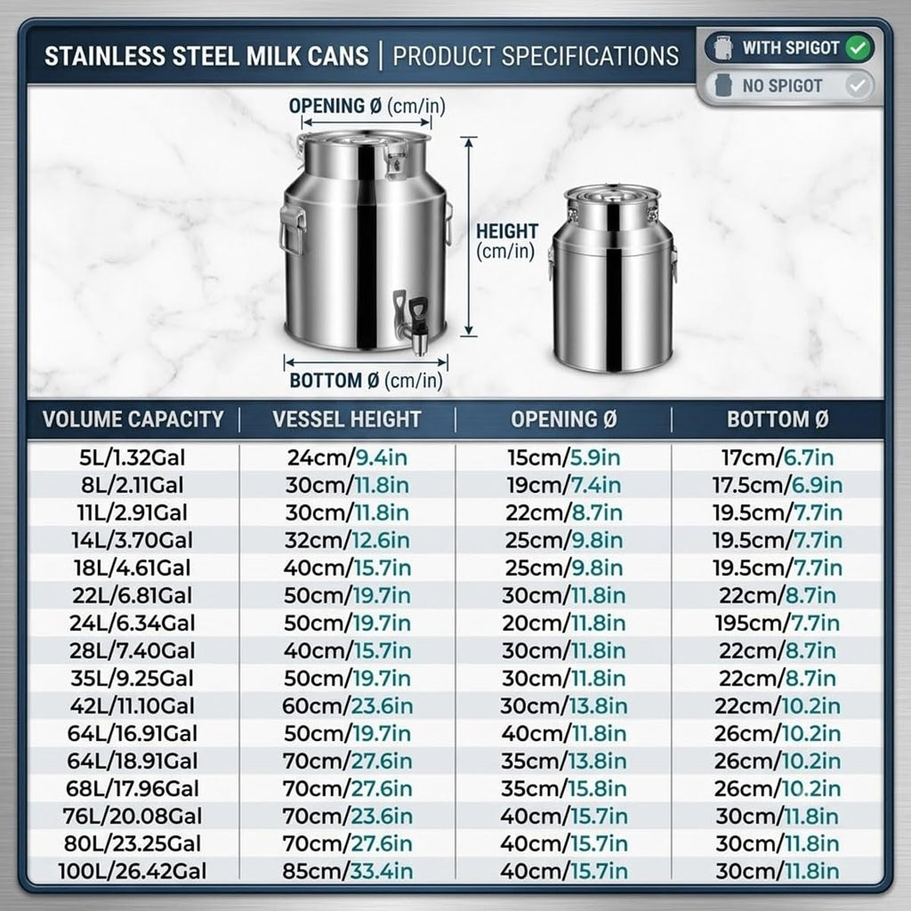 Food Grade Stainless Steel Milk Can with Sealed Lid B623035