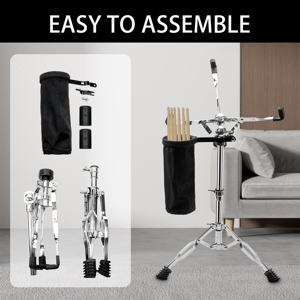 Adjustable Snare Drum Stand with Sticks Holder Q64641