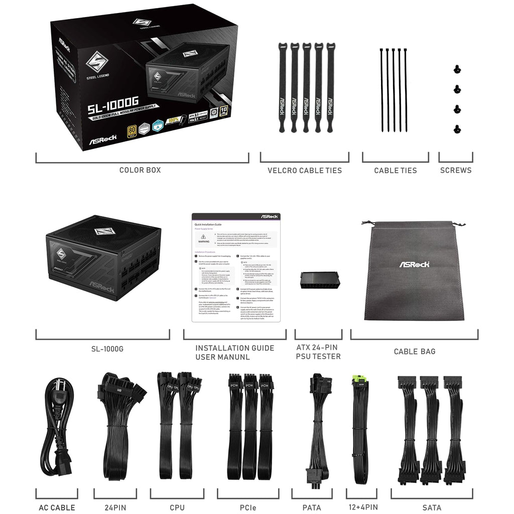 1000W 80 Plus Gold Full Modular Power Supply H2734