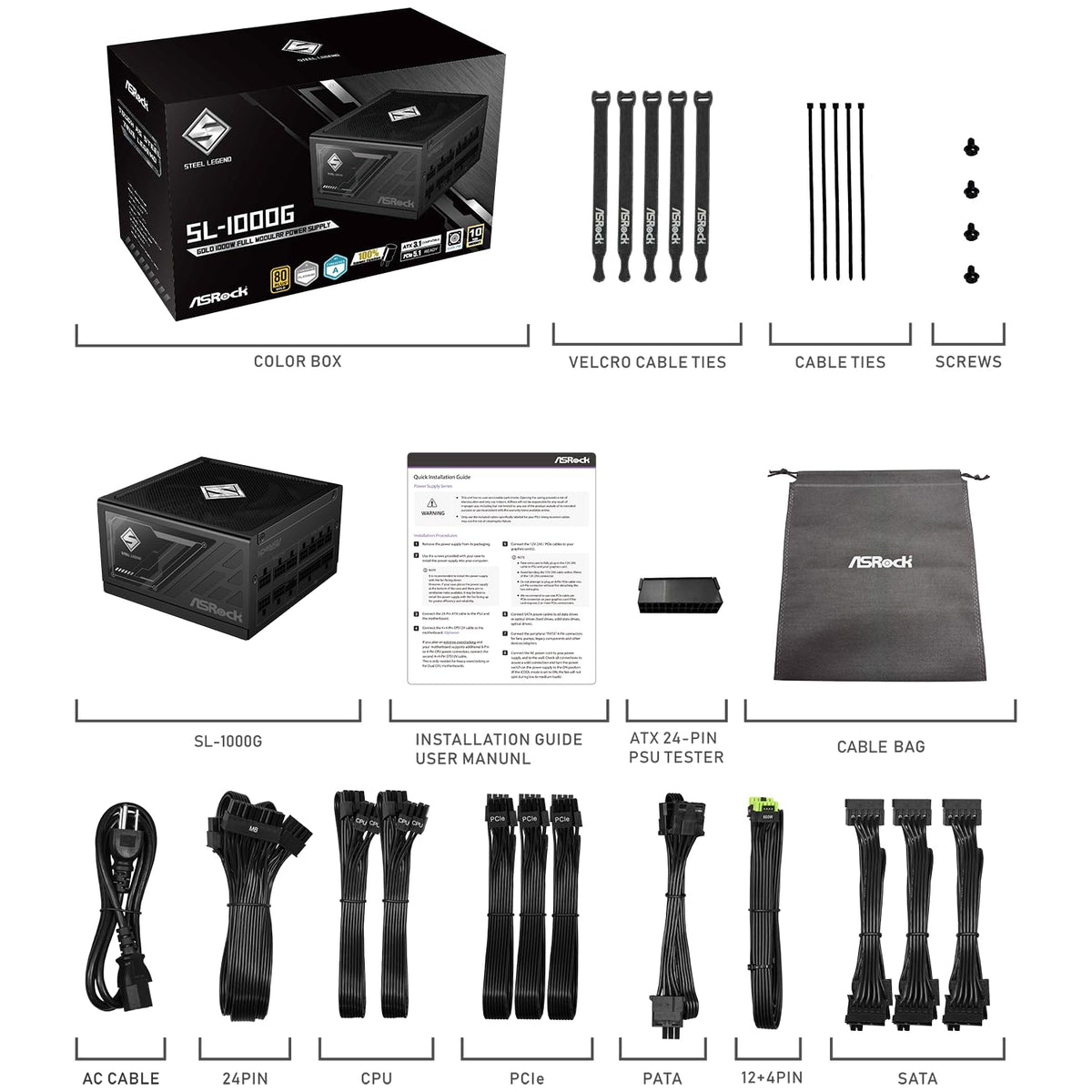 1000W 80 Plus Gold Full Modular Power Supply H2734