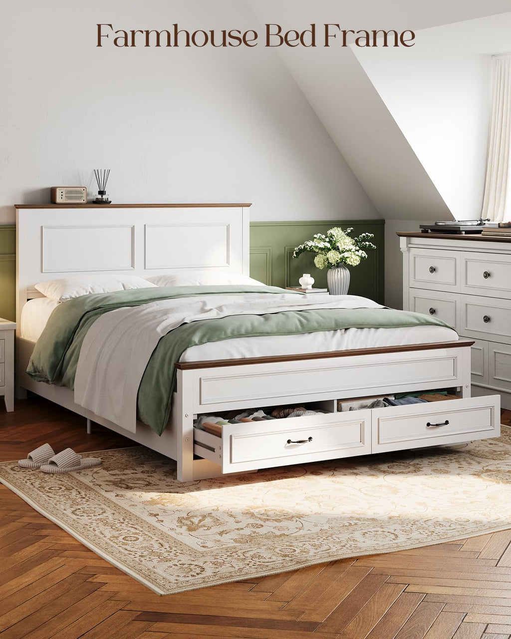 Full Size Platform Bed Frame with Headboard H139