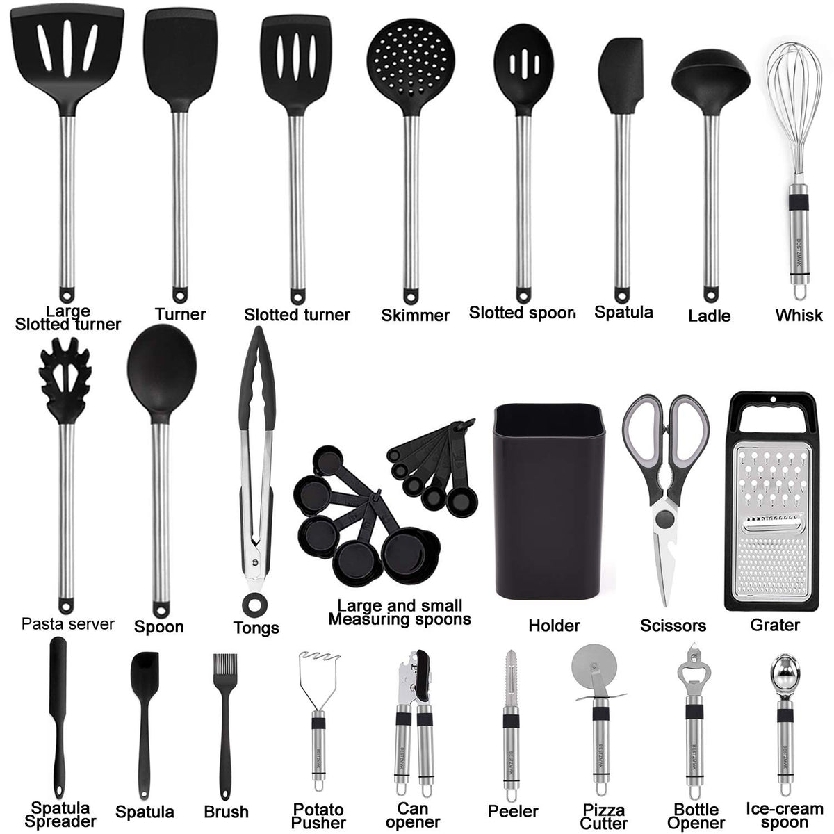 Silicone and Stainless Steel Kitchen Utensil Set Q710