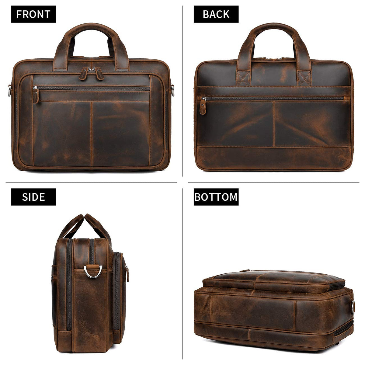 Leather 16" Laptop Briefcase with Luggage Strap C194178