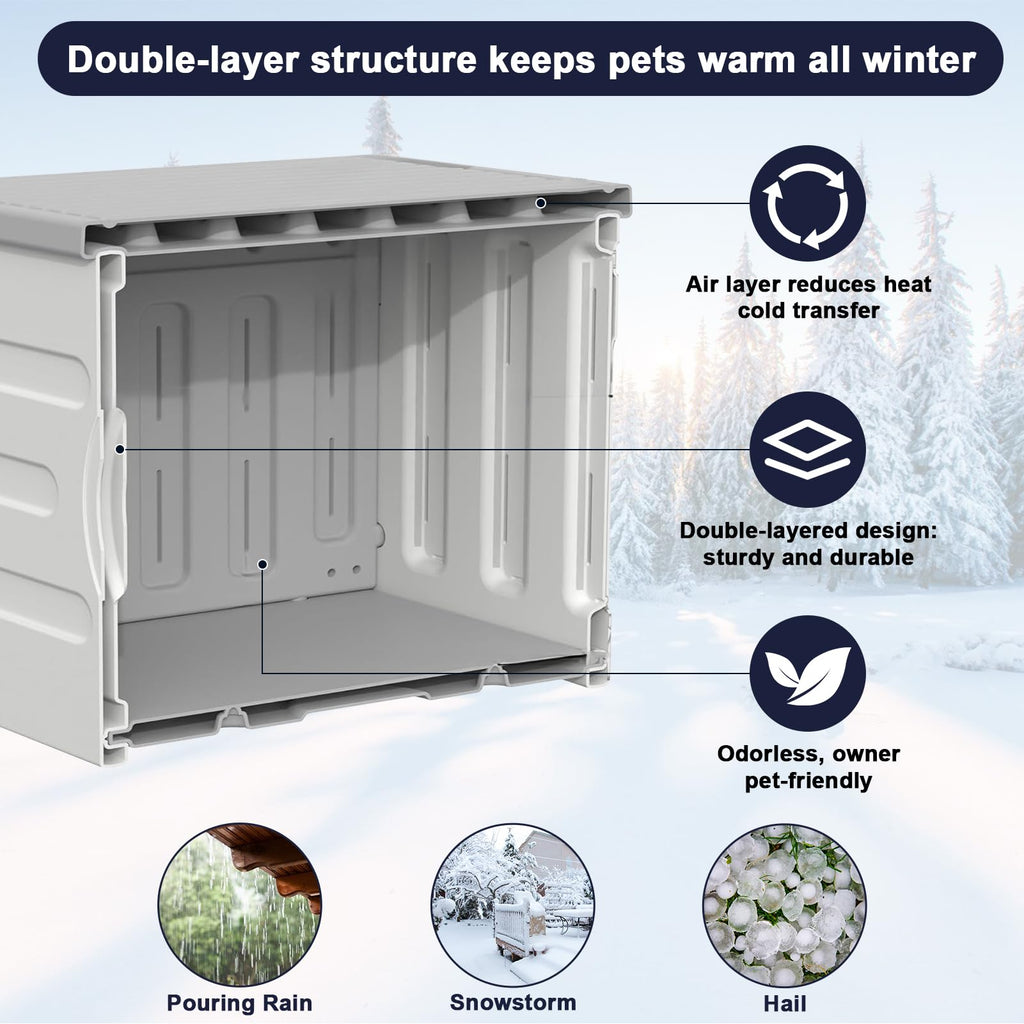 Heated Cat House with Safety Escape Doors and Heating Pads Y26975