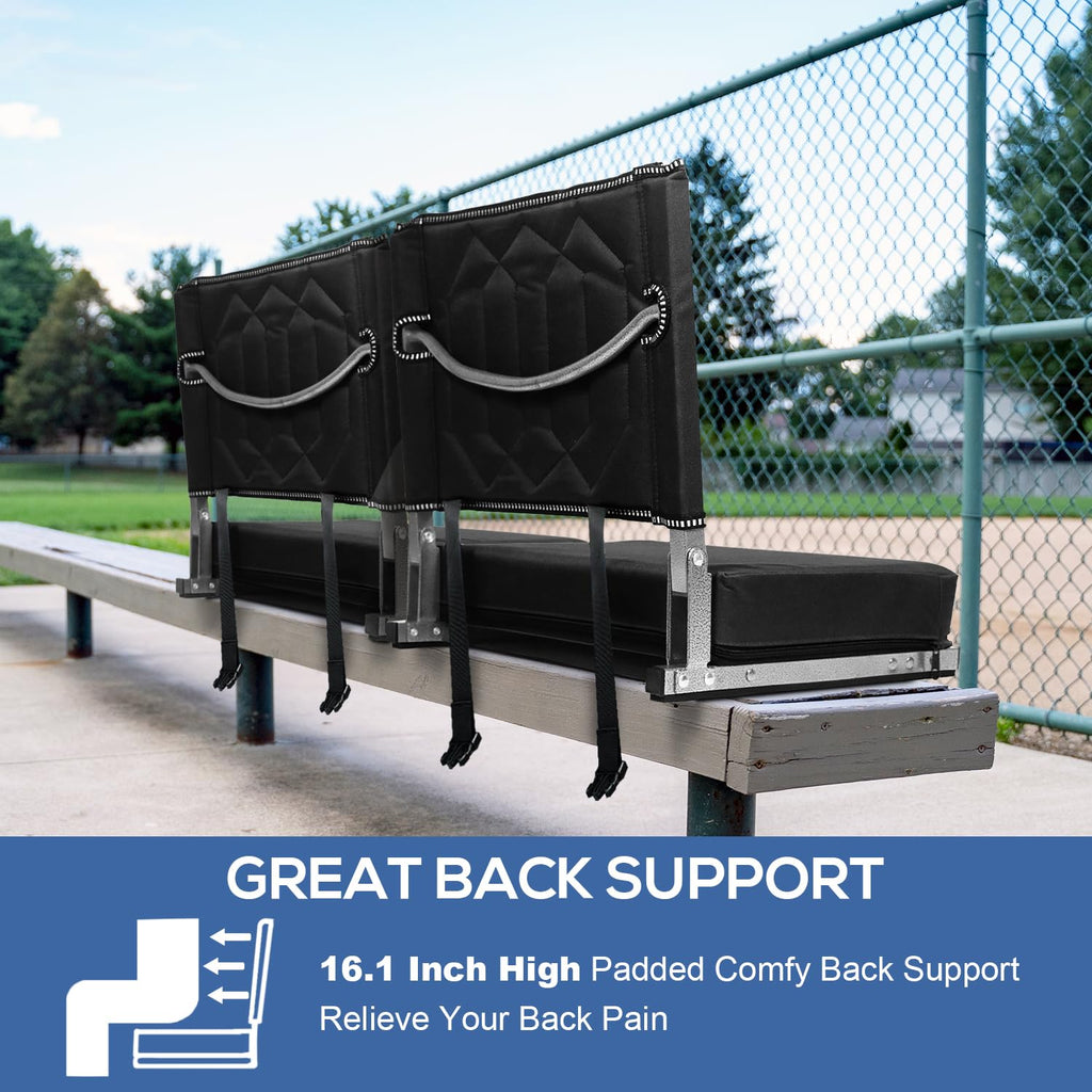 Padded Bleacher Chair Cushion with Backrest, 1 Pack, Black L925509
