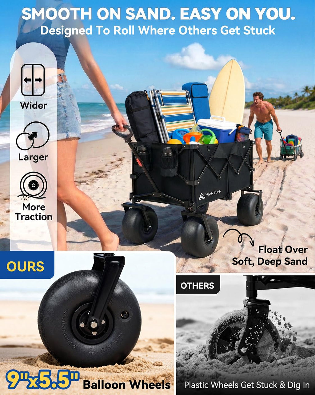 Collapsible Beach Wagon with Balloon Wheels N7555